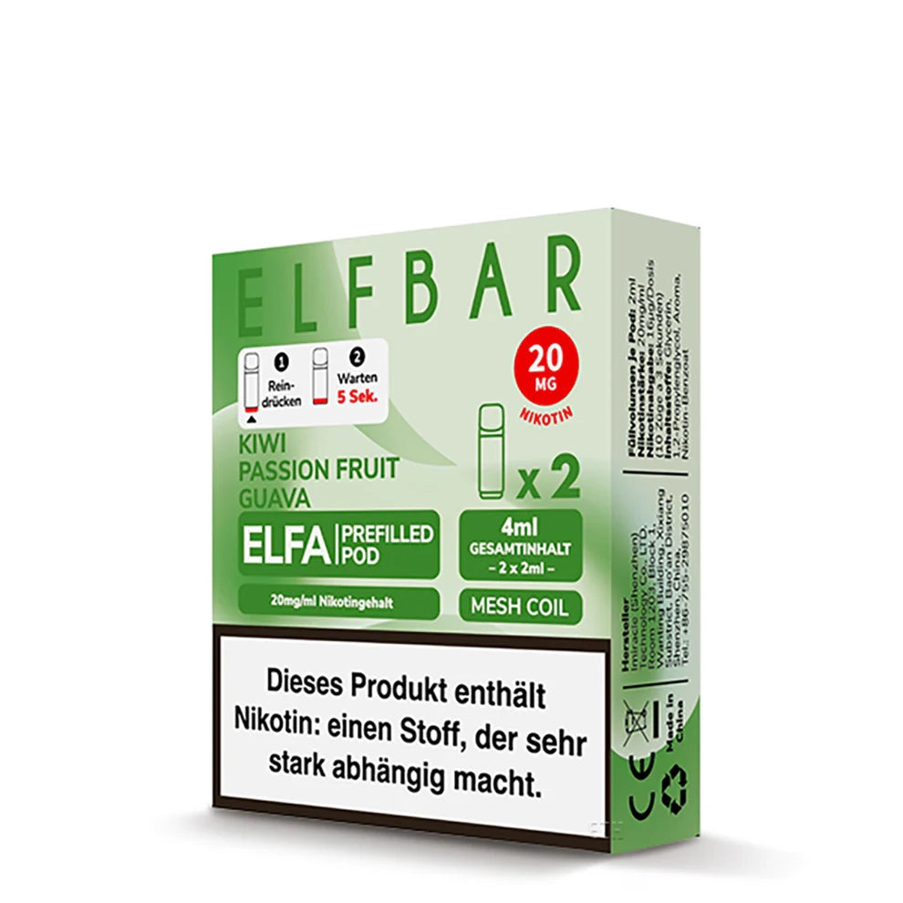 Elfbar Elfa Pods - Kiwi Passion Fruit Guava - 20MG/ML - 10 Stück