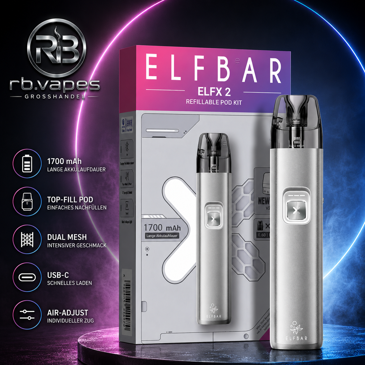 Elfbar | ELFX 2 | Pod Kit | 5 Farben