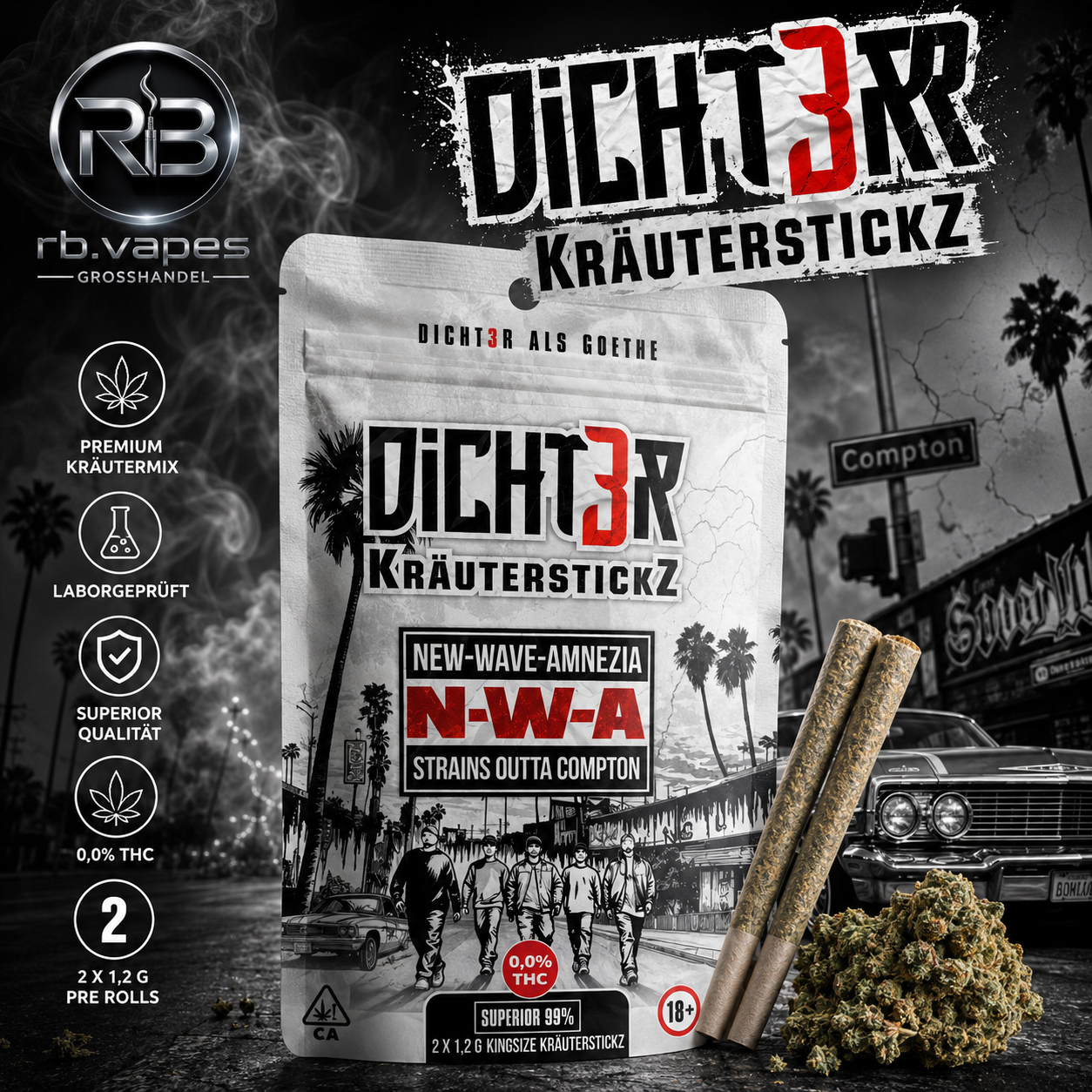 Dicht3er KräuterstickZ | 2 Premium Kräutersticks à 1,2g