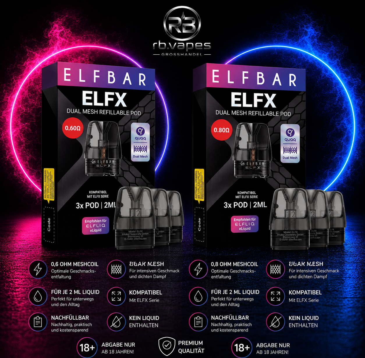 Elfbar | ELFX | Pod Tank Verdampfer | 3er Paket | 10 Stück (6,30€ / Stück)
