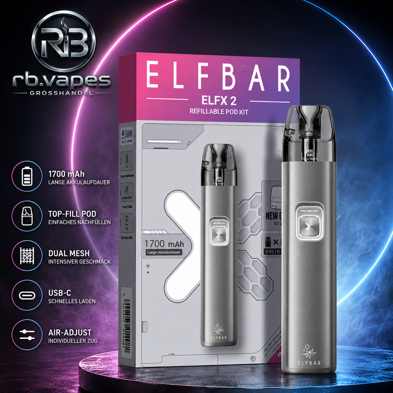 Elfbar | ELFX 2 | Pod Kit | 5 Farben