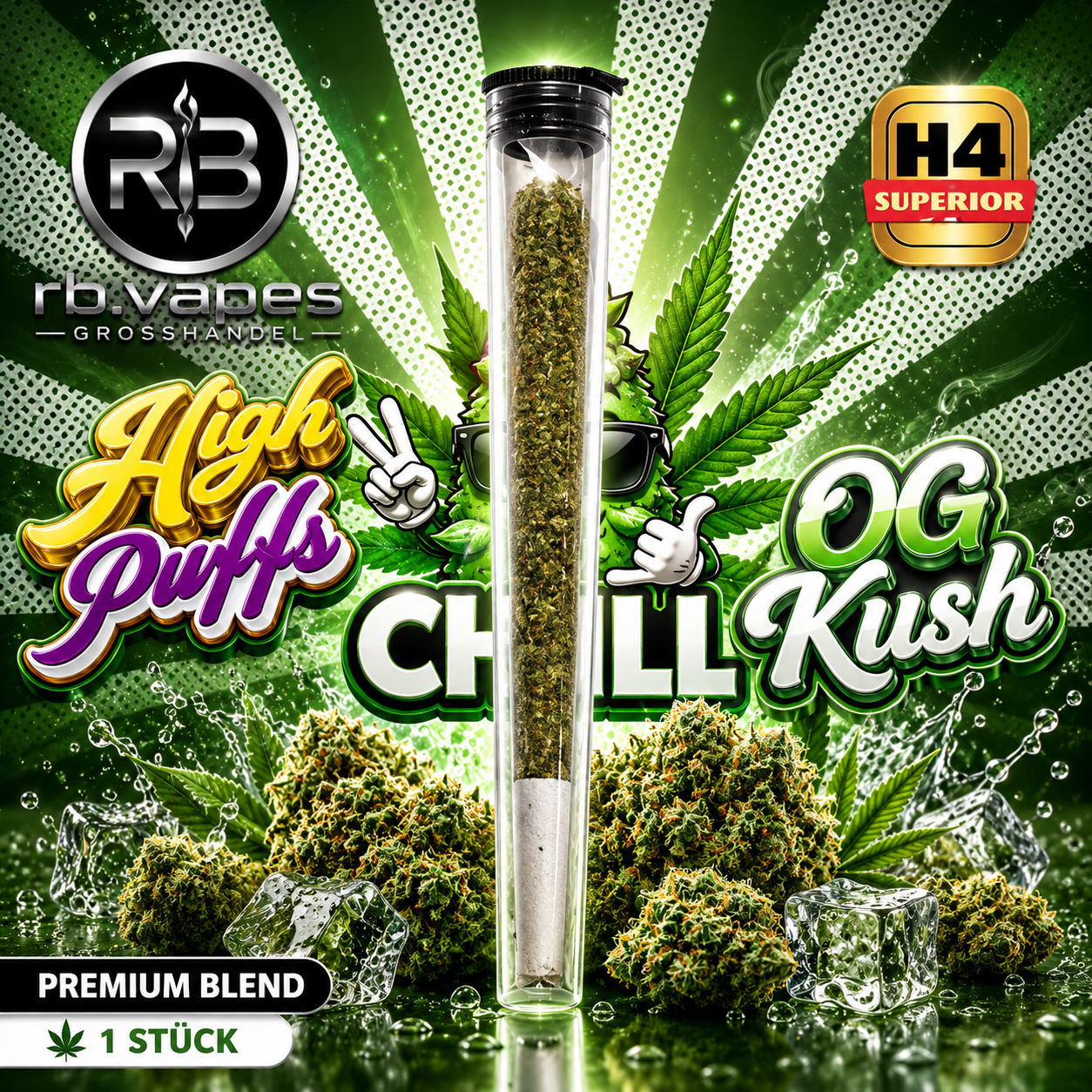High Puff H4 Pre Roll | Premium Blend | 1 Stück