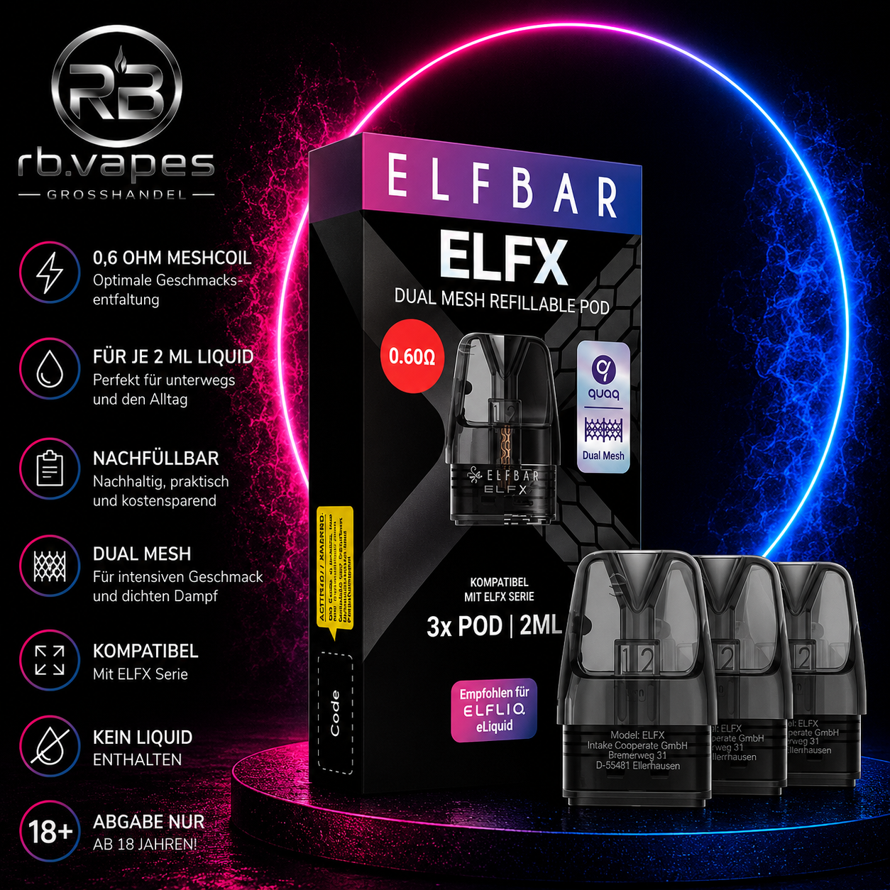 Elfbar | ELFX | Pod Tank Verdampfer | 3er Paket | 10 Stück (6,30€ / Stück)