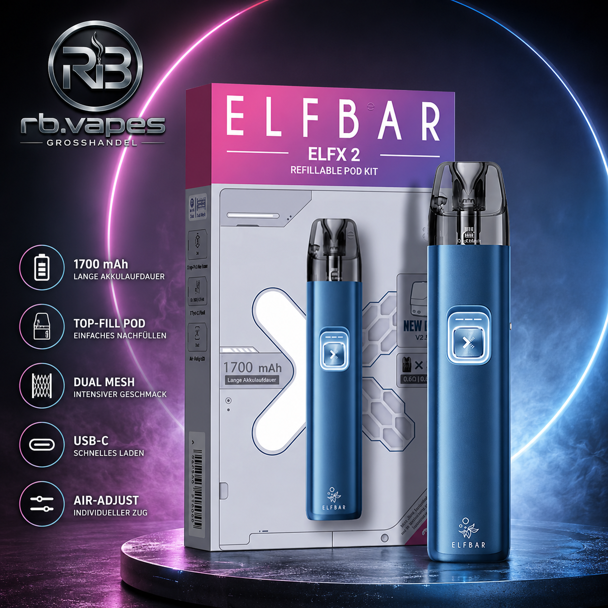 Elfbar | ELFX 2 | Pod Kit | 5 Farben