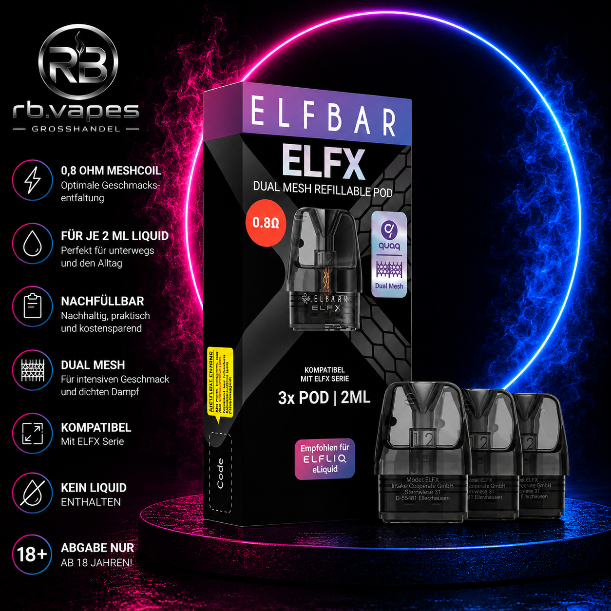 Elfbar | ELFX | Pod Tank Verdampfer | 3er Paket | 10 Stück (6,30€ / Stück)