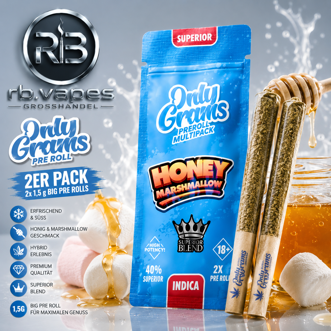 OnlyGrams®| 40% Superior Pre-Rolls (2 Stk.) | 3g | 6 Sorten | ab 8,99€