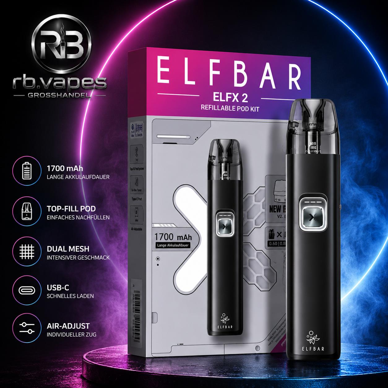 Elfbar | ELFX 2 | Pod Kit | 5 Farben