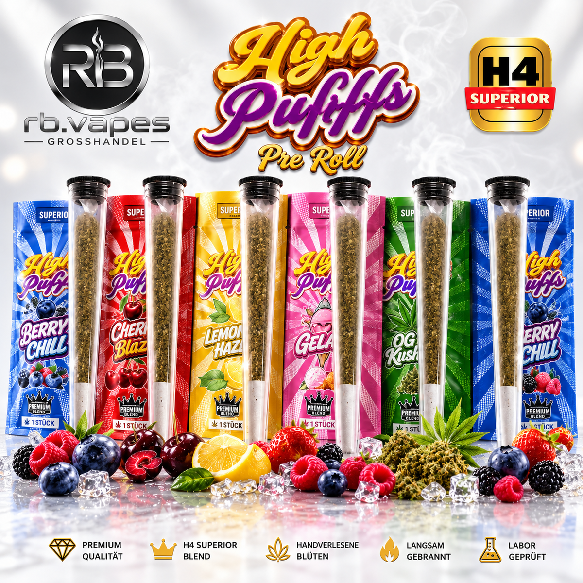 High Puff H4 Pre Roll | Premium Blend | 1 Stück