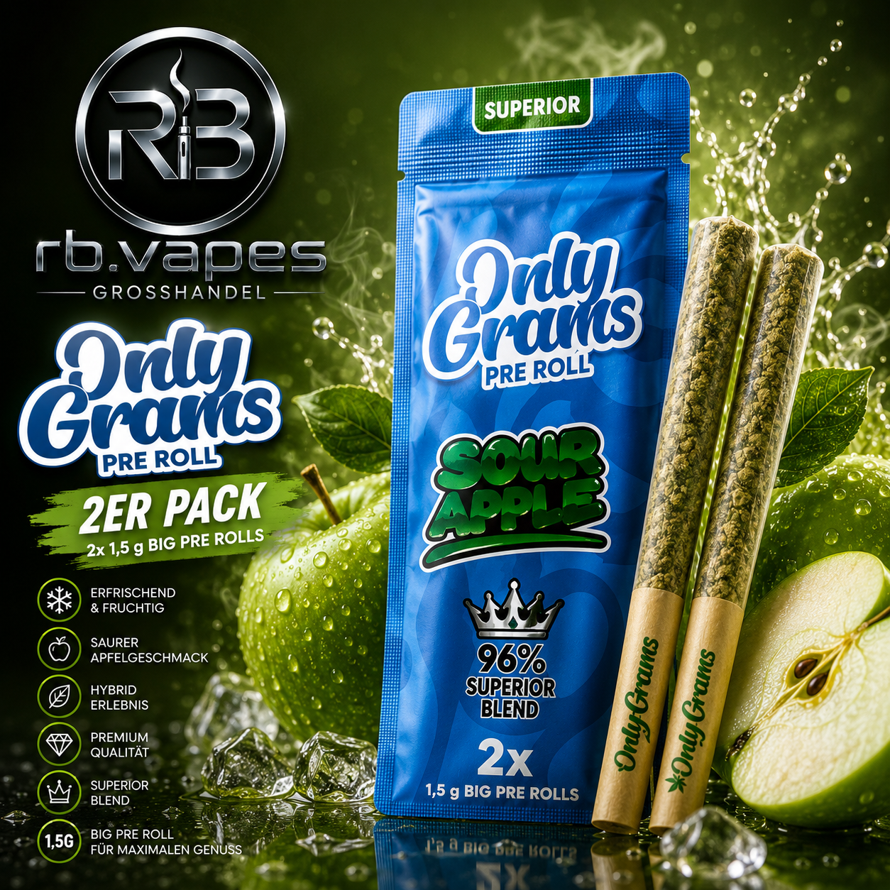 OnlyGrams®| 40% Superior Pre-Rolls (2 Stk.) | 3g | 6 Sorten | ab 8,99€