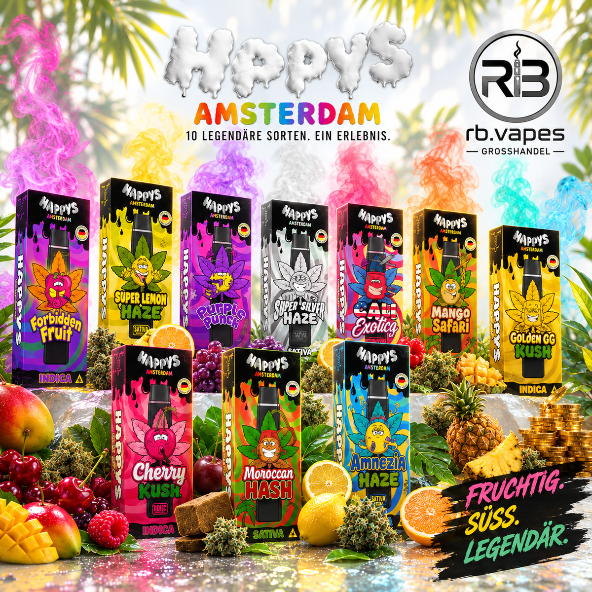 Happys Amsterdam  – Premium Aroma Vape | 1ML | Staffelpreise | 10 Stück