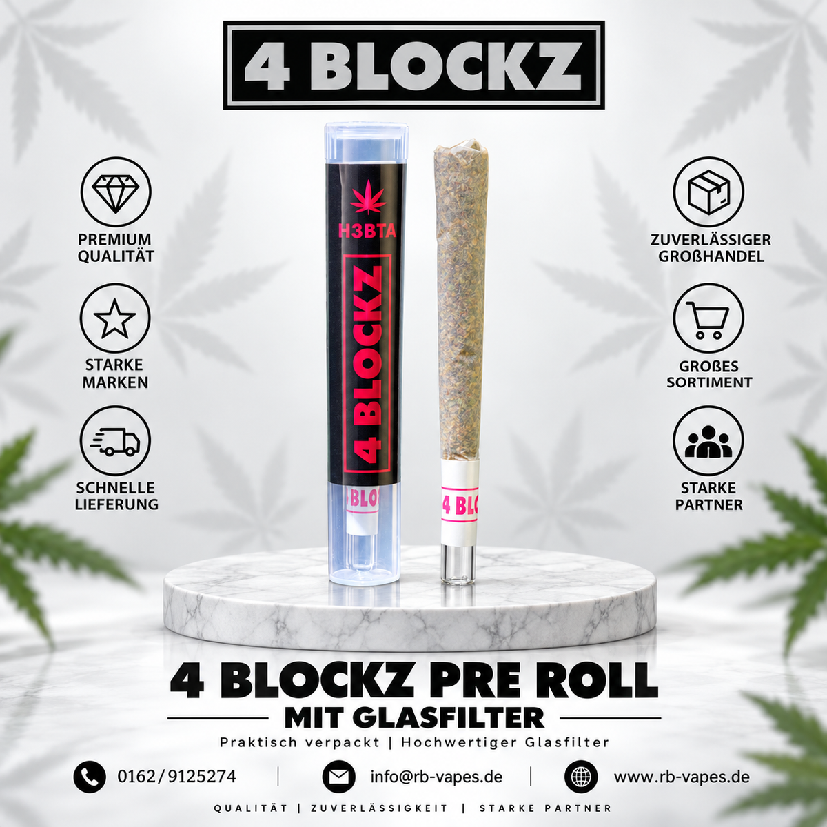 4Blockz Pre Roll | Glasfilter | 30 Stück