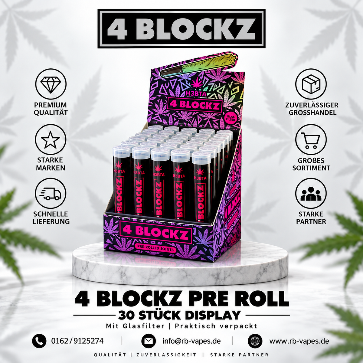 4Blockz Pre Roll | Glasfilter | 30 Stück