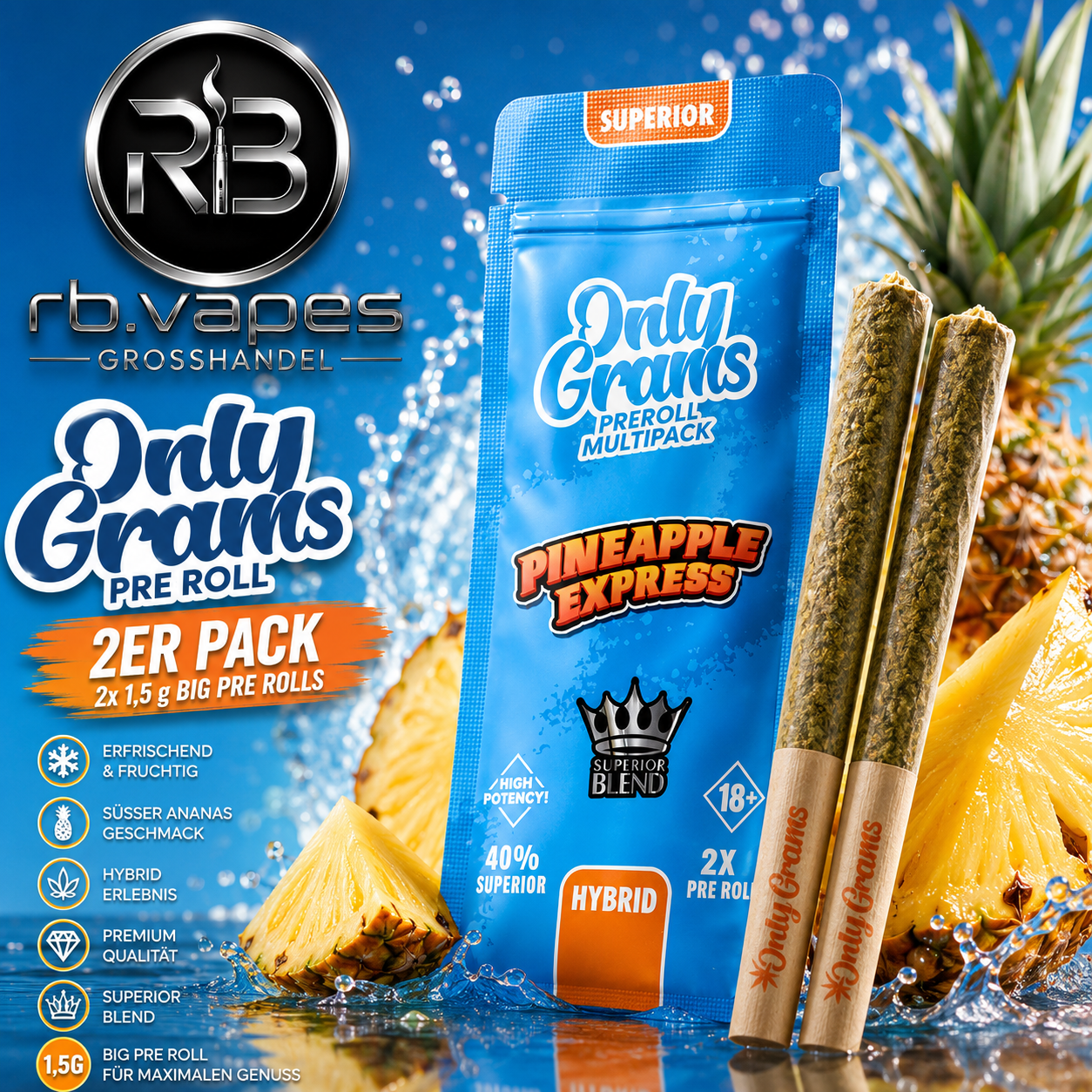 OnlyGrams®| 40% Superior Pre-Rolls (2 Stk.) | 3g | 6 Sorten | ab 8,99€